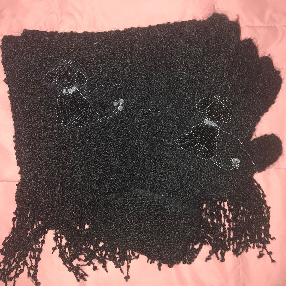 Adorable beaded scarf and glove set